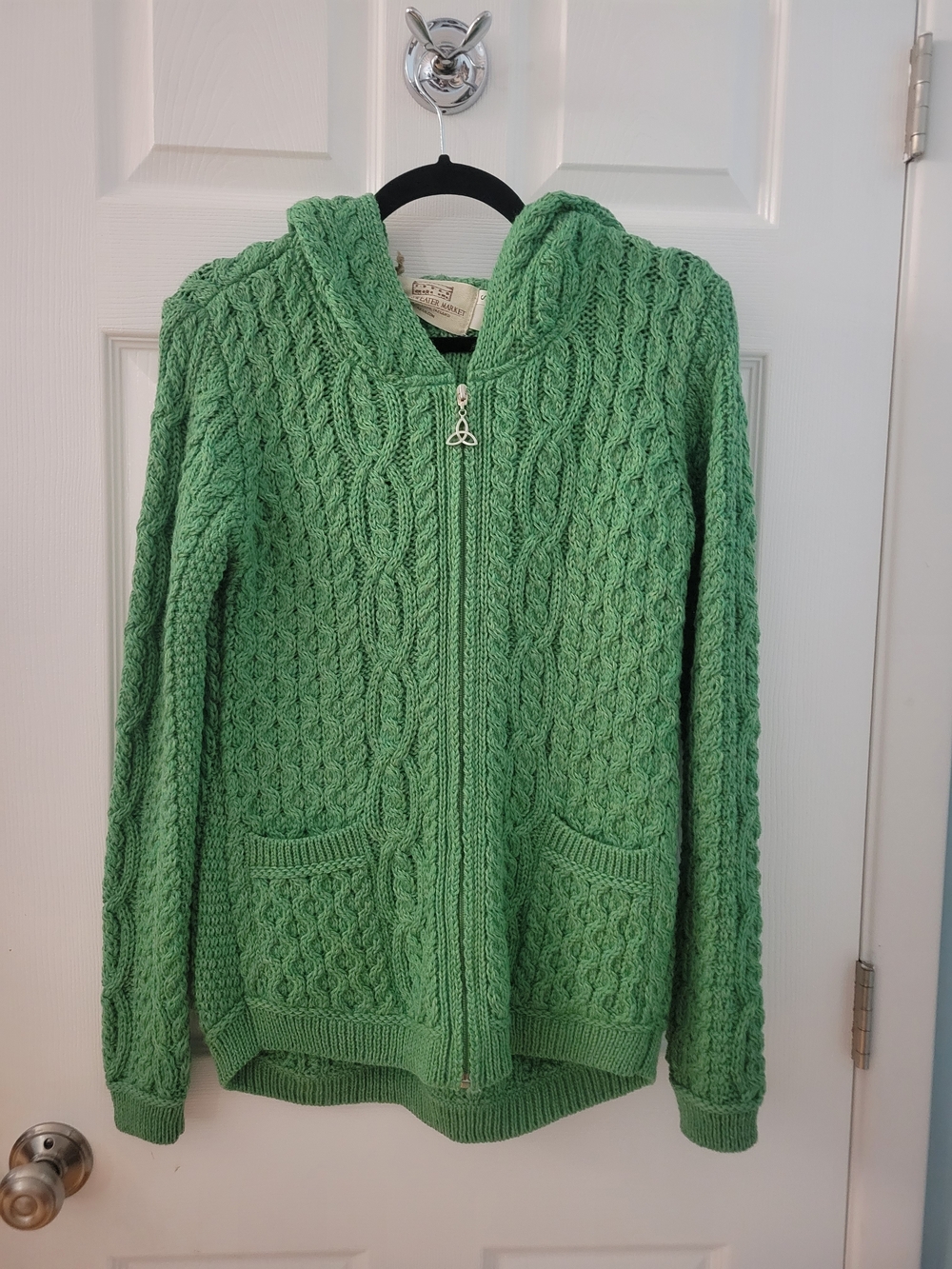 NWT Aran Sweater Market Marl Green Cable Knit Hoodie
